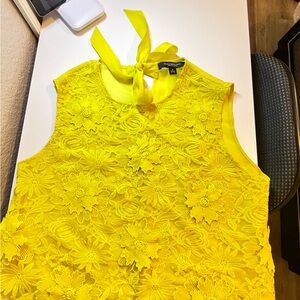 Yellow Floral Lace Sleeveless Top